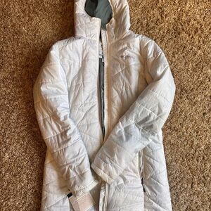 Columbia White Quilted Hooded Jacket